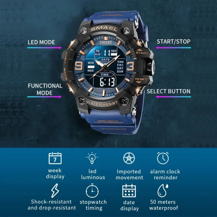 LED Light Alarm Clock Dual Time Display Watch - Image 3